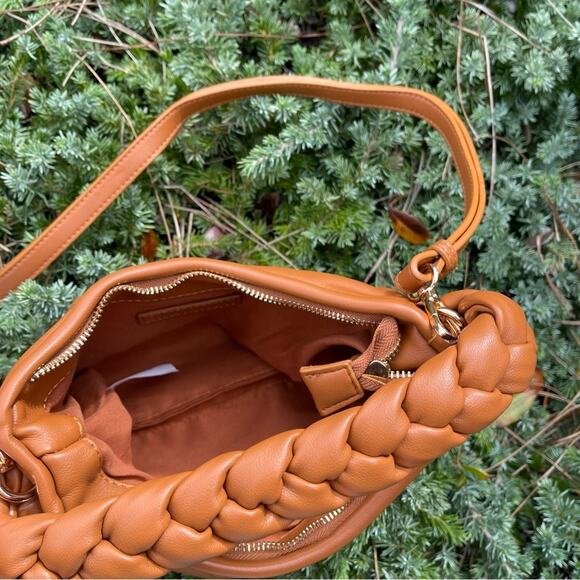 Billini Braided Handle Jovie Handbag Crossbody Convertible Boho Caramel Brown - Picture 5 of 8